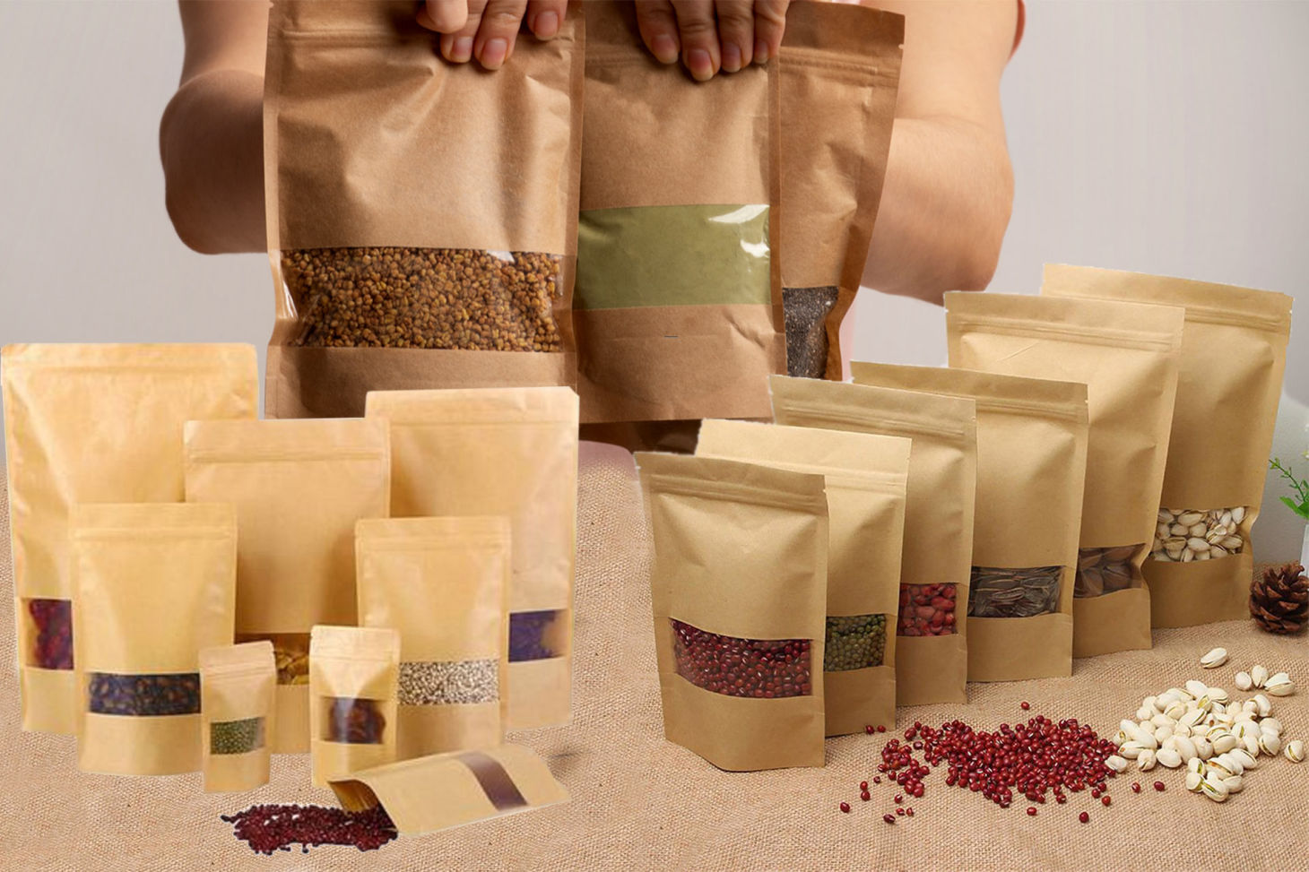 Kraft Pencereli Doypack